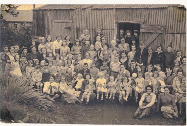 Gathering in Mill Road in the early 1940s