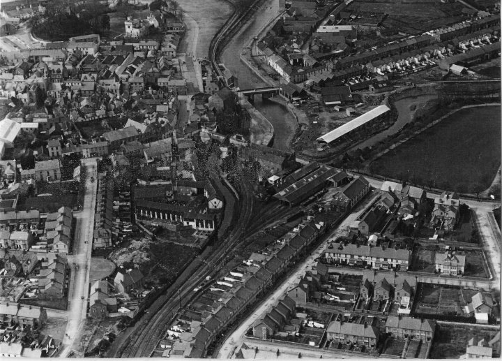 Aerial View of the Lynton & Barnstaple Railway Headquarters in the 1920s with Rolle Quay and Yeo Vale