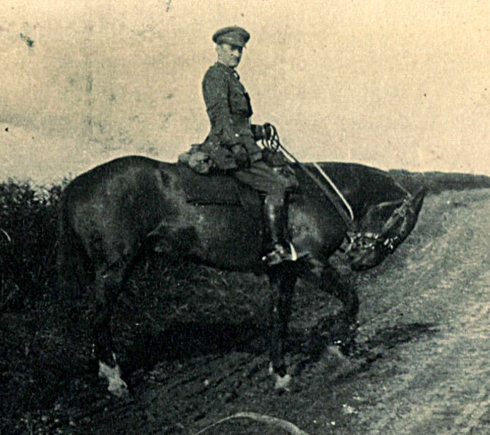 Captain Charles Pearce of Pilton House on his horse Tupenny during the 1914-18 War