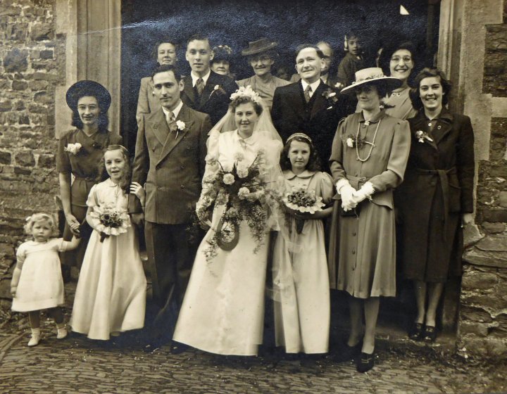 Wedding of Patricia Ruth Stevens and Arthur Douglas Lemon at St Mary's Church Pilton, May 14th 1945