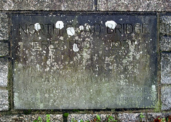 Commemorative Stone for erection of new North Road Bridge at Pilton in 1938