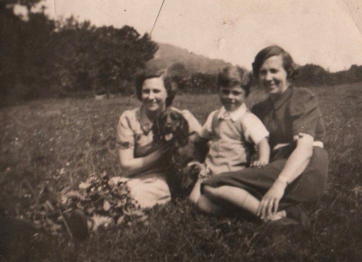 Olive Fewing and Lydia May Mortimer with Michael Mortimer in the 1940s