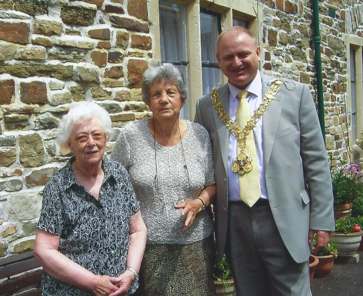 Presentation of the Barnstaple Shilling at the Lower Almshouses in 2011