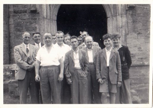 Pilton Church Bellringers at St Brannock’s Church, Braunton in 1955