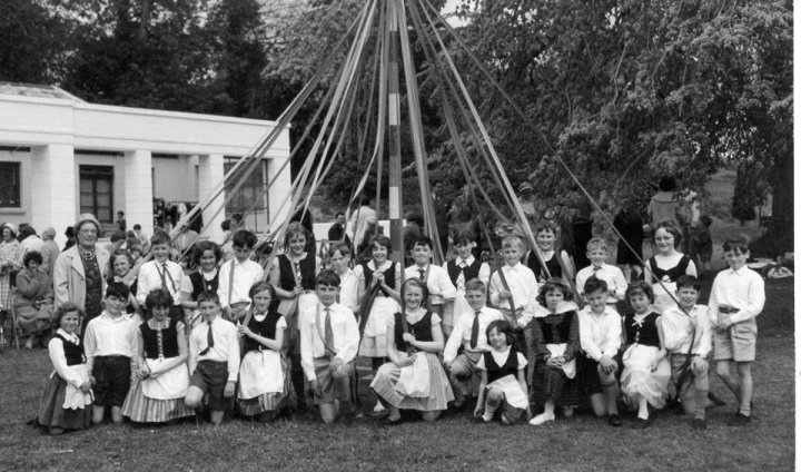 Maypole Dancing outside Pilton House during the early 1960s