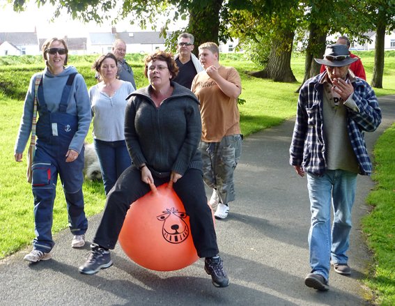 Space Hopathon and Custard Pie Fight in Pilton Park for Children's Hospice South West in 2009