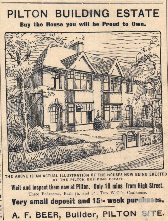 A 1935 advertisment for houses at the Pilton Building Estate now Priory Close, Pilton