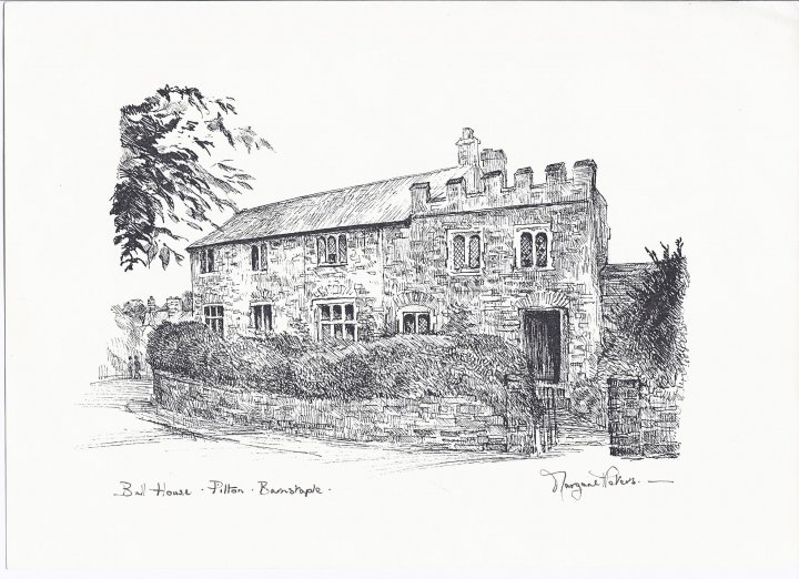 Drawing of Bull Hill House, Pilton, Barnstaple by Margaret Peters