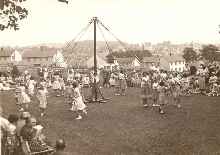 Maypole Dancing at Pilton House in 1957 or 1958