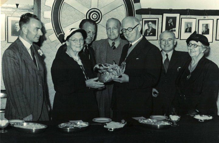 Miss Allsop of Pilton House is presented with a Paignton crab on 15th June 1955
